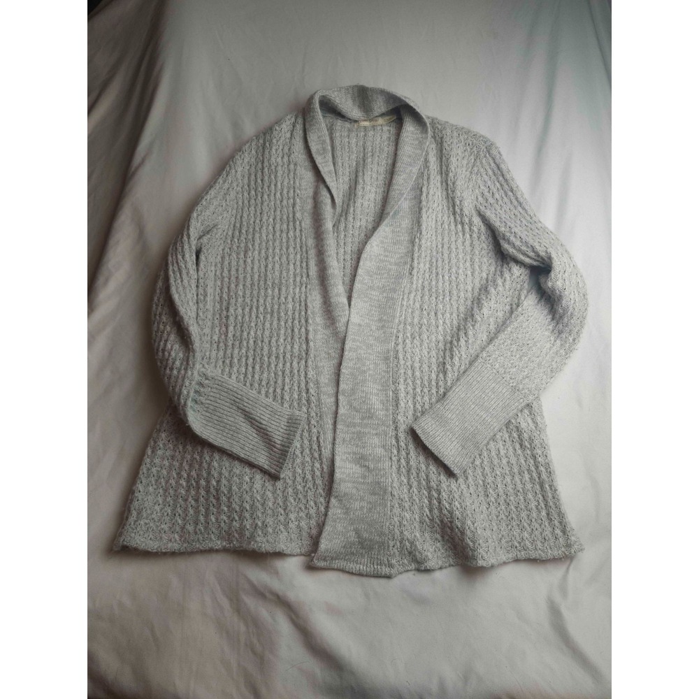 Faded Glory Cardigan Sweater Womens Medium Gray Knit Long Sleeve Hygge Autumn